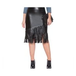 Faux leather fringe Black Skirt